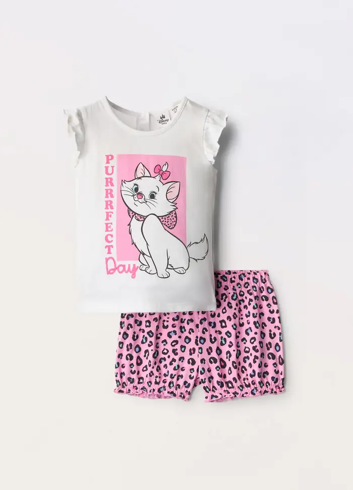 Blukids Set Pigiama Corto In Jersey Di Puro Cotone Neonata, Bianco/Rosa