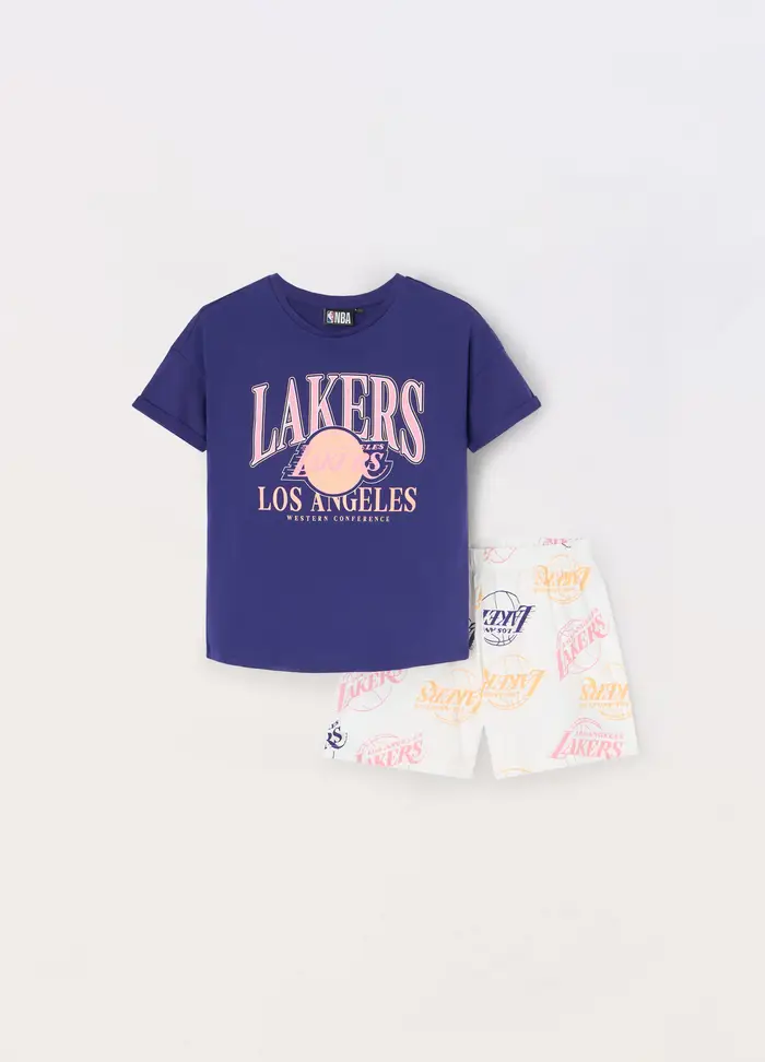 Blukids Set Pigiama Corto In Jersey Di Puro Cotone Ragazza, Bambina, Viola scuro