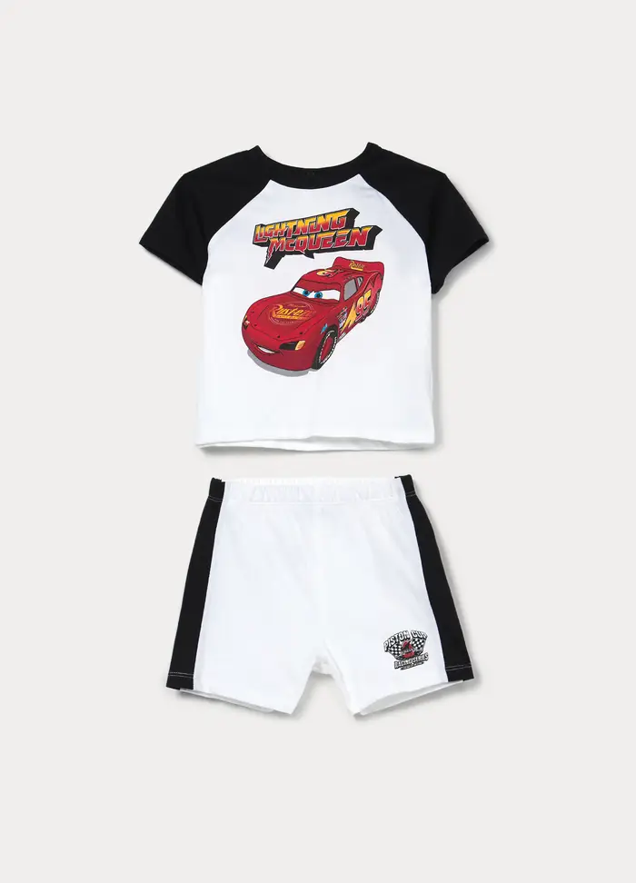 Blukids Set Pigiama Corto In Puro Cotone, Neonato, Bianco/Nero