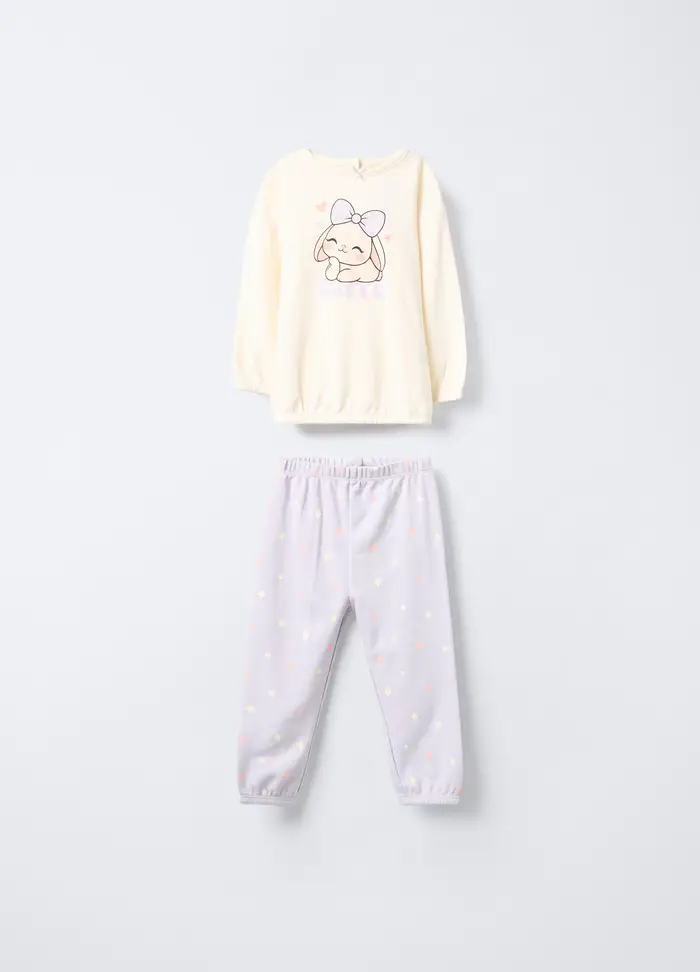 Blukids Set Pigiama In Interlock Di Puro Cotone, Neonata, Viola chiaro