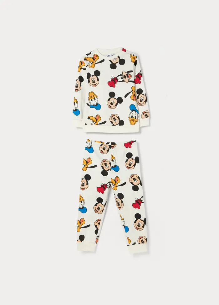 Blukids Set Pigiama Lungo Disney In Puro Cotone Neonato, Bianco