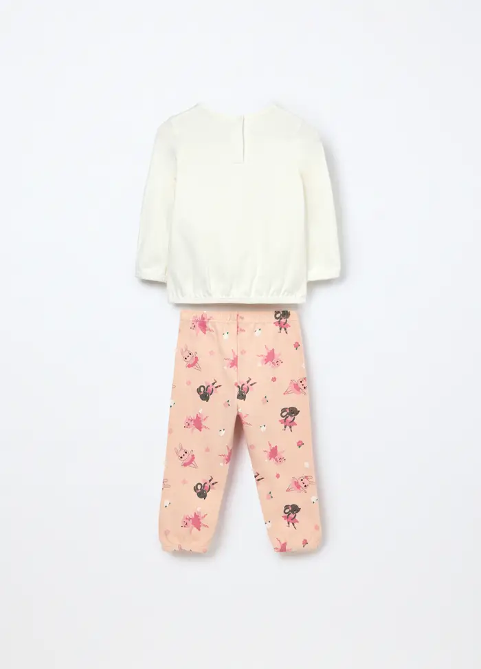 Blukids Set Pigiama Lungo In Jersey Di Puro Cotone Neonata, Bianco