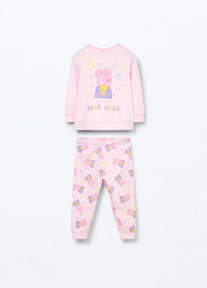 Blukids Set Pigiama Lungo Peppa Pig In Interlock Di Puro Cotone Neonata, Neonato, Rosa chiaro
