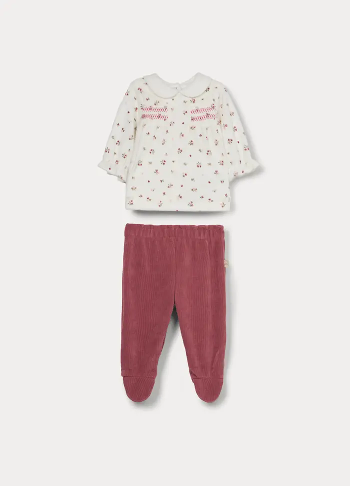 Blukids Set Velour Misto Cotone Neonata, Rosso burgundy