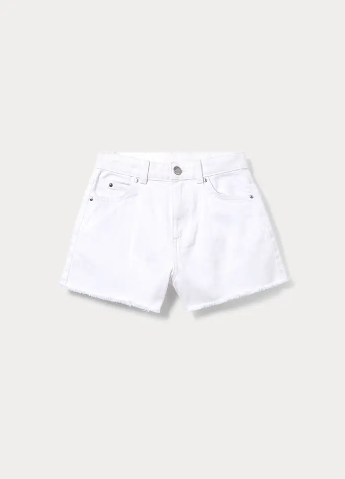 Shorts In Comfort Stretch Denim Ragazza, Bambina, Bianco gesso