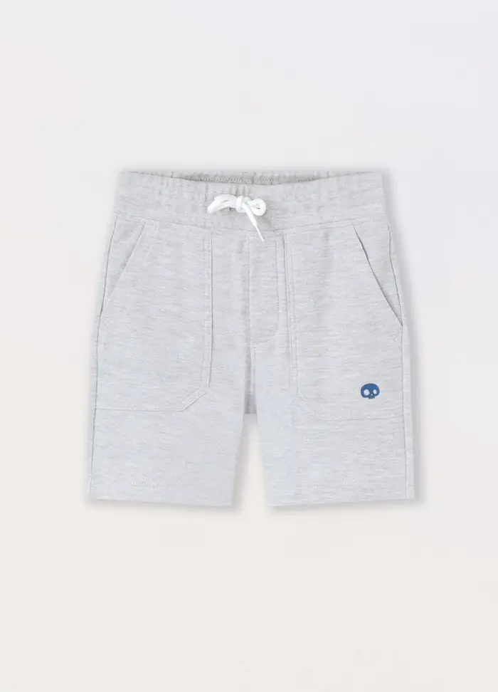 Shorts In Cotone Piquet Bambino, Grigio chiaro melange