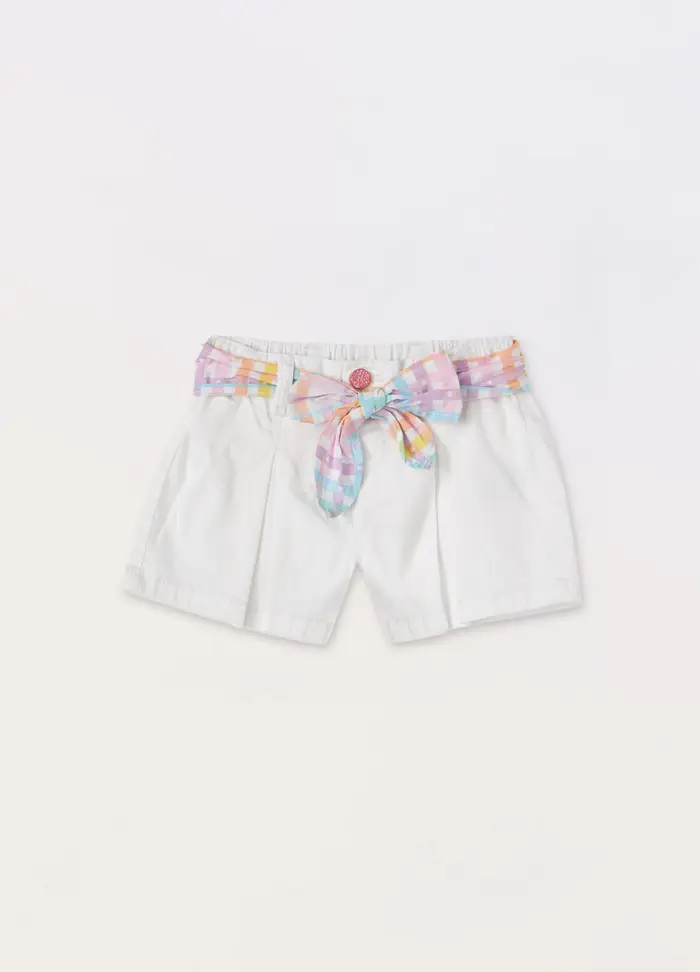 Blukids Shorts In Cotone Stretch Neonata, Bambina, Bianco