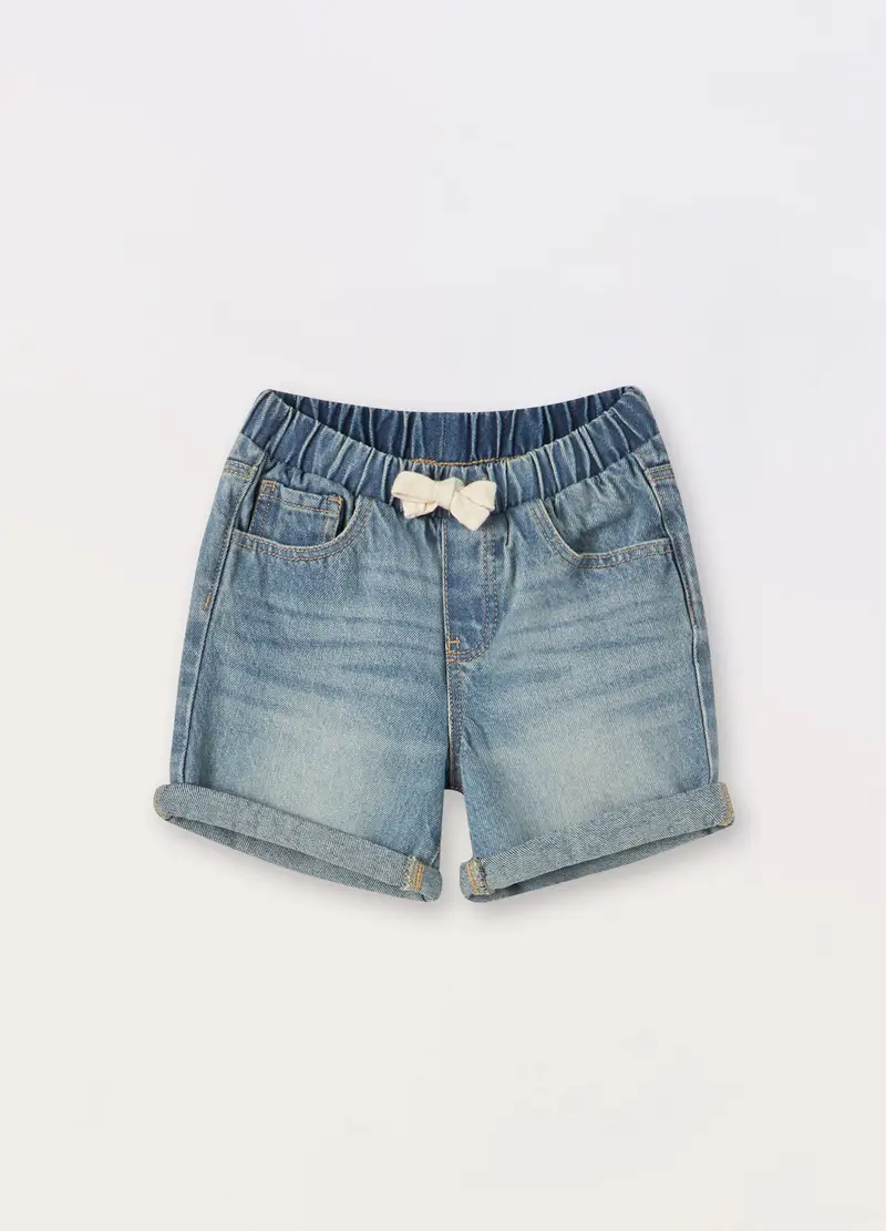 Blukids, Shorts In Denim Di Puro Cotone Neonato, Bambino, Blu denim, Taglia: 9-12