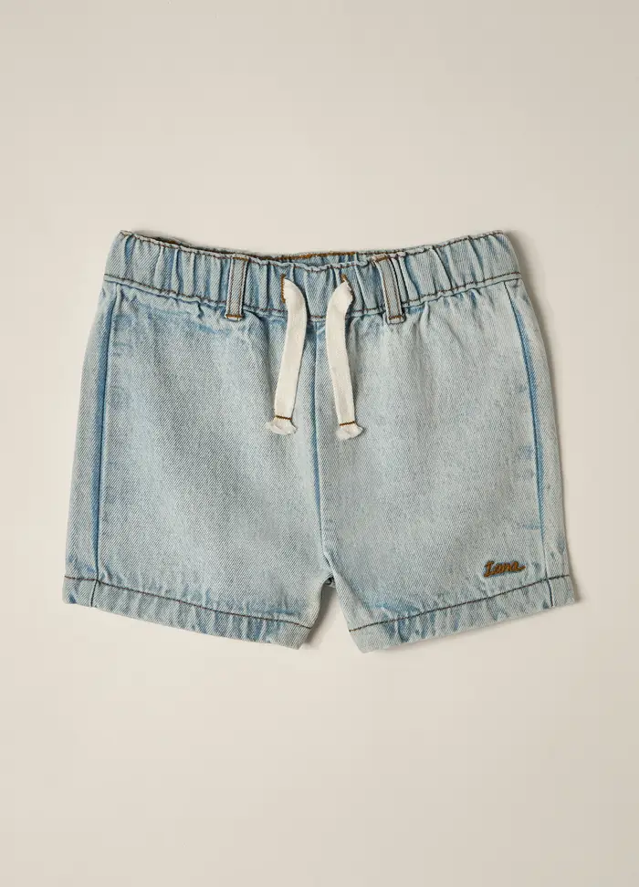 Blukids Shorts In Denim Misto Cotone Iana Neonato, Blu denim
