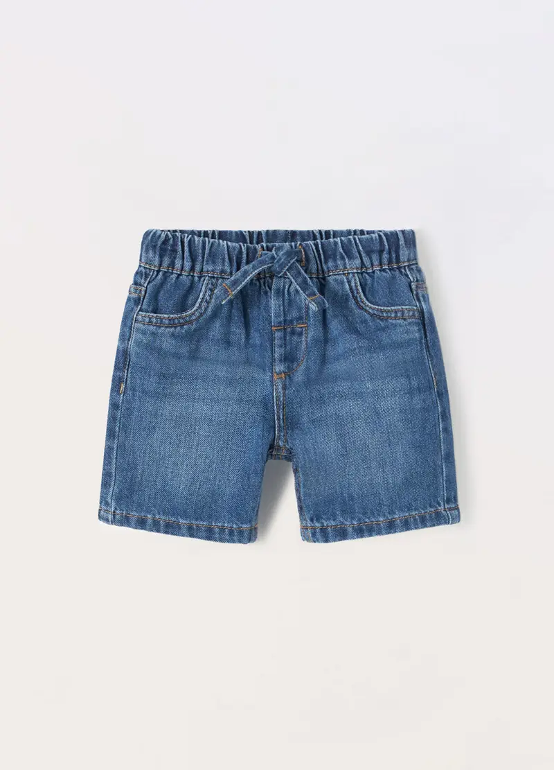 Blukids, Shorts In Denim Misto Cotone Neonato, Bambino, Blu denim, Taglia: 9-12