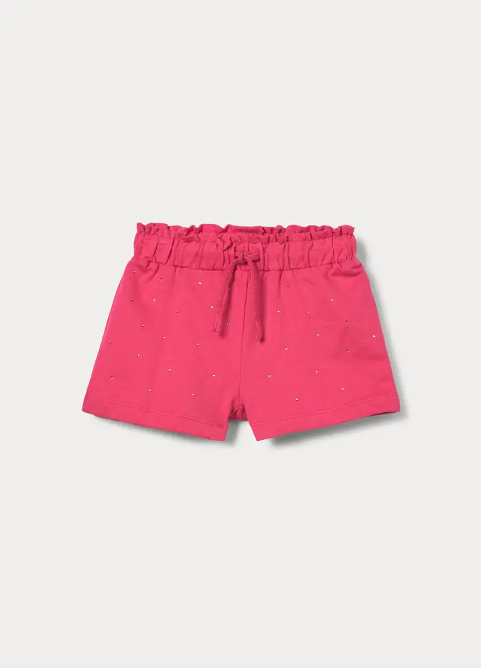 Blukids Shorts In French Terry Di Puro Cotone Bambina, Rosa corallo