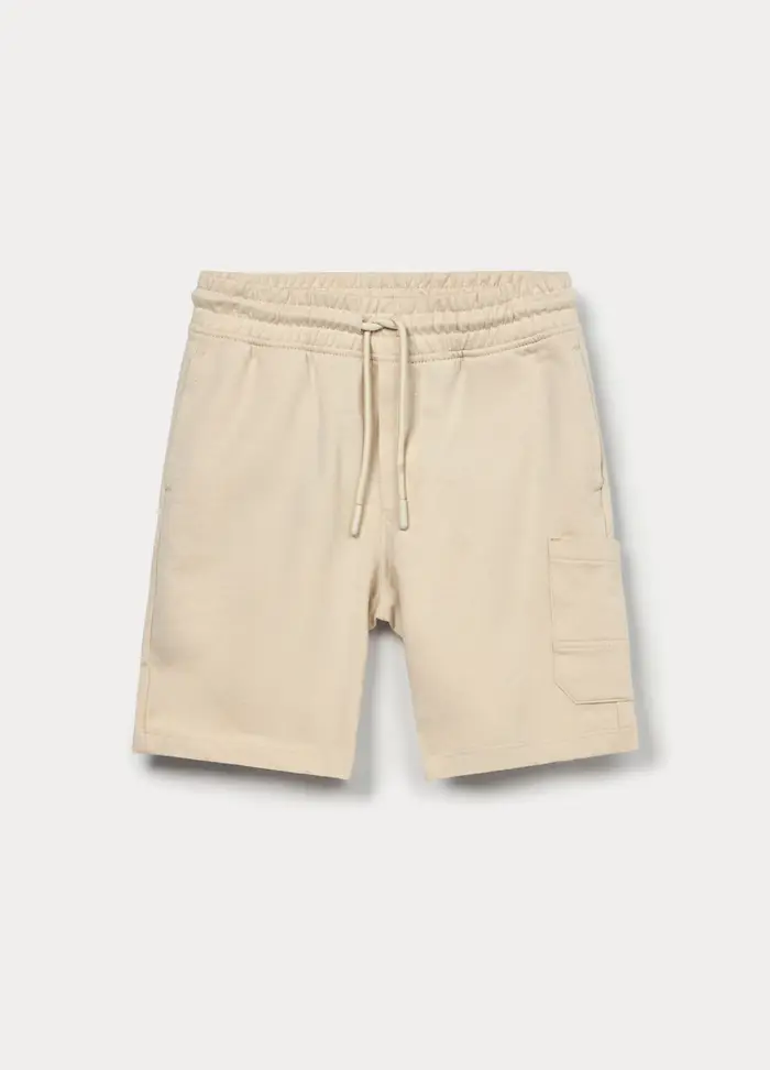 Blukids Shorts In French Terry Di Puro Cotone Bambino, Beige chiaro
