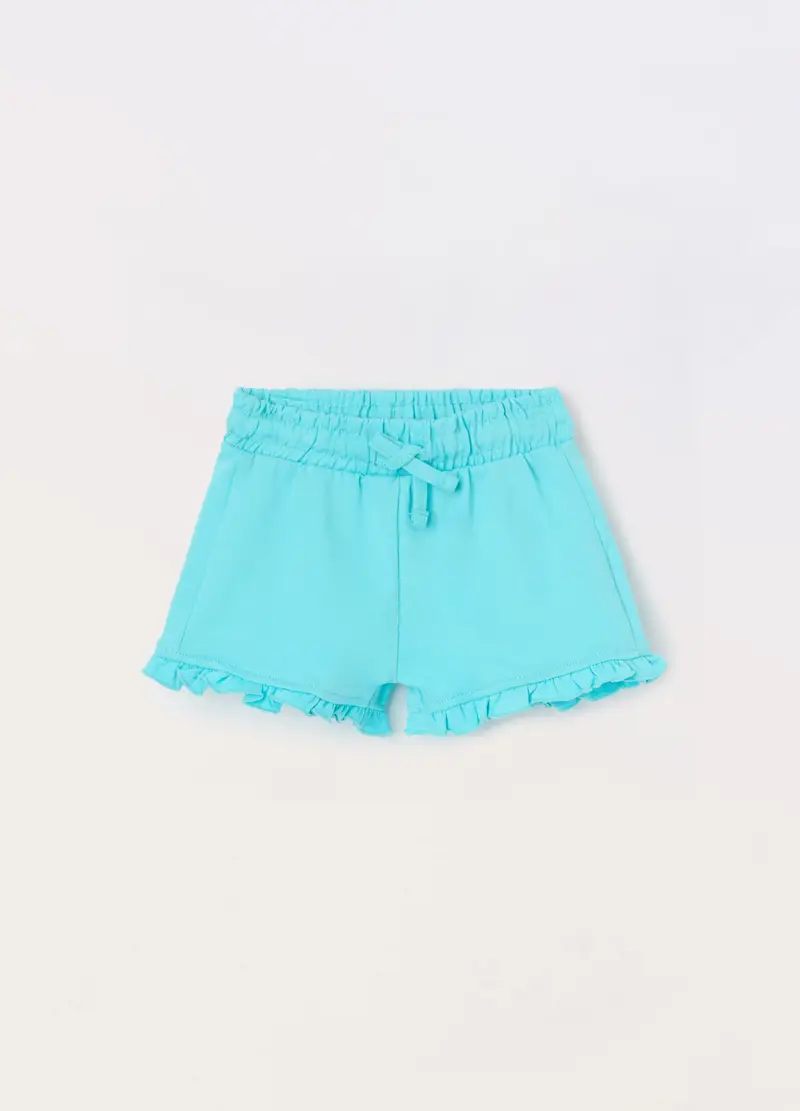 Blukids, Shorts In French Terry Di Puro Cotone Neonata, Bambina, Azzurro cielo, Taglia: 9-12