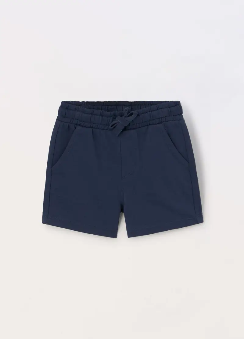 Blukids, Shorts In French Terry Di Puro Cotone Neonato, Bambino, Blu scuro, Taglia: 9-12