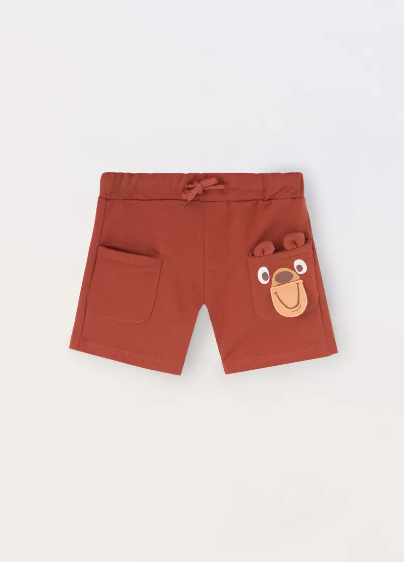Blukids, Shorts In French Terry Di Puro Cotone Neonato, Bambino, Marrone cioccolato, Taglia: 12-18