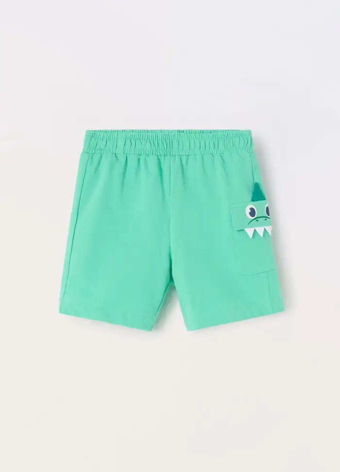 Blukids Shorts In French Terry Di Puro Cotone Neonato, Bambino, Verde acqua