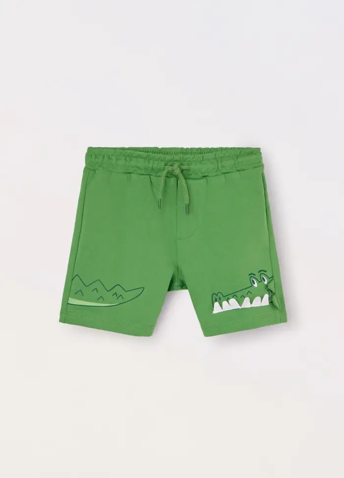 Blukids Shorts In French Terry Di Puro Cotone Neonato, Bambino, Verde foglia