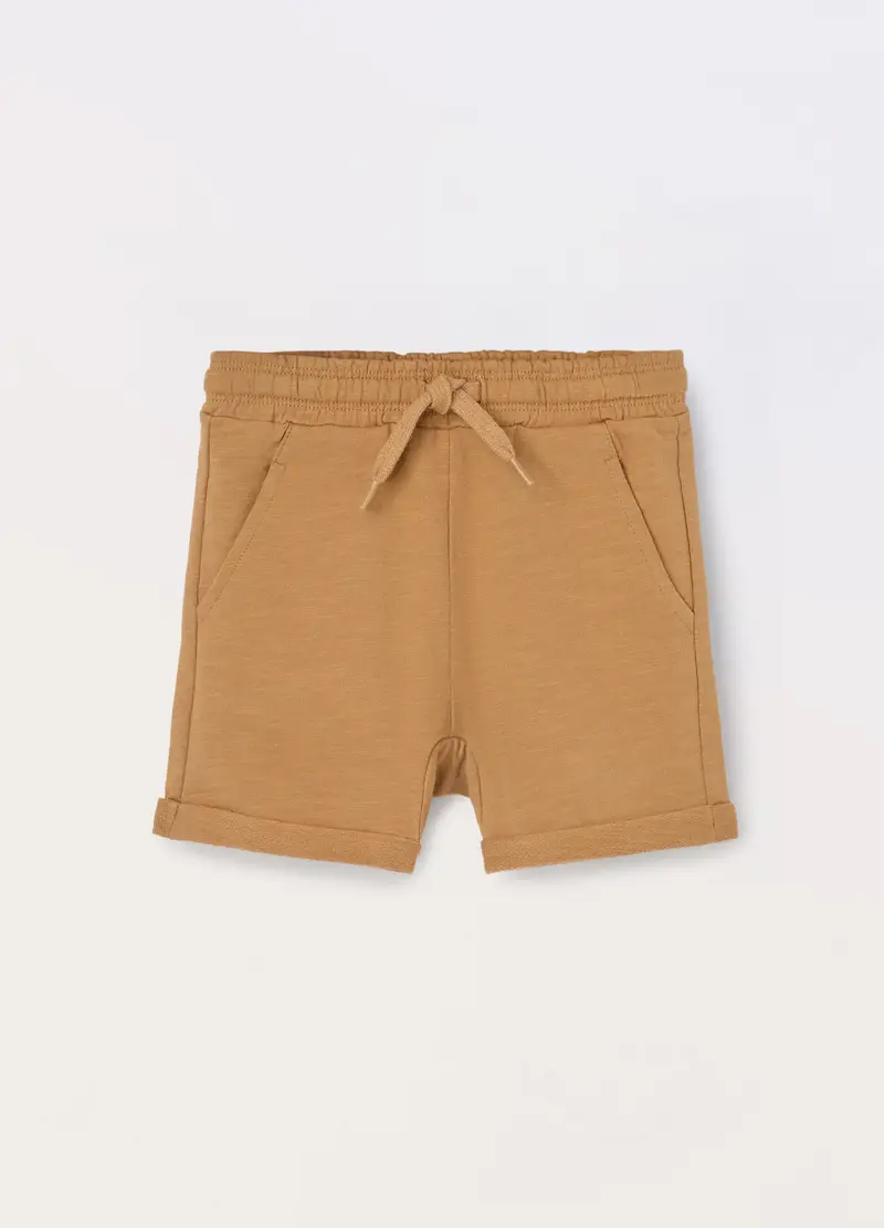 Blukids Shorts In French Terry Slub Neonato, Bambino, Marrone chiaro