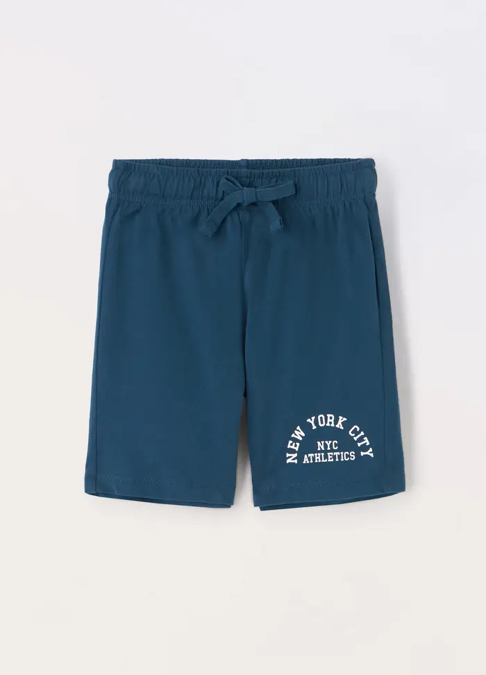 Blukids Shorts In Jersey Di Puro Cotone Bambino, Blu Bluette