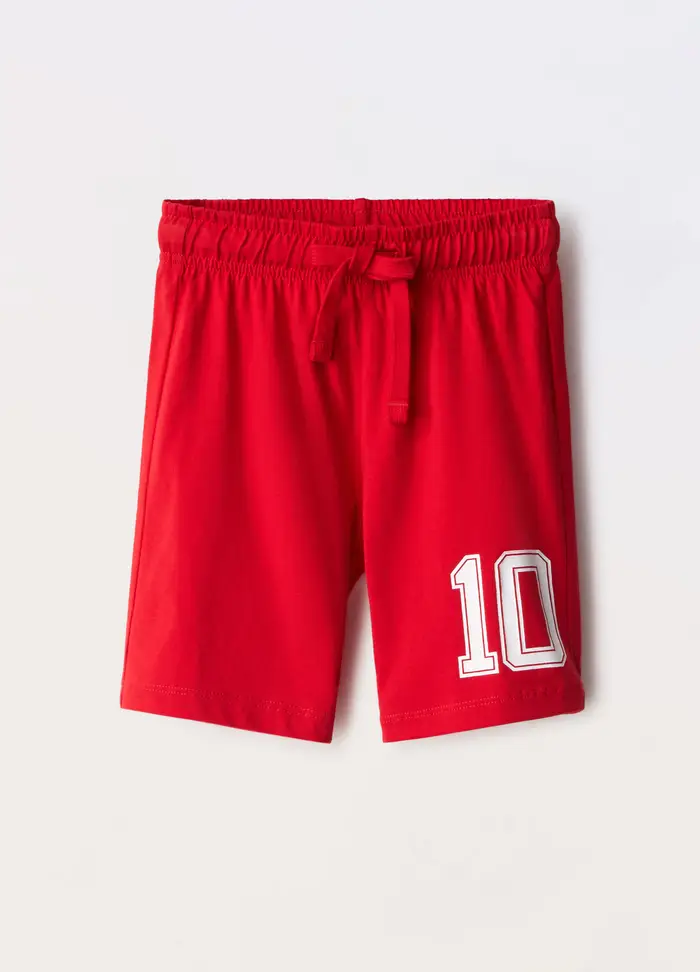 Blukids Shorts In Jersey Di Puro Cotone Bambino, Rosso aragosta