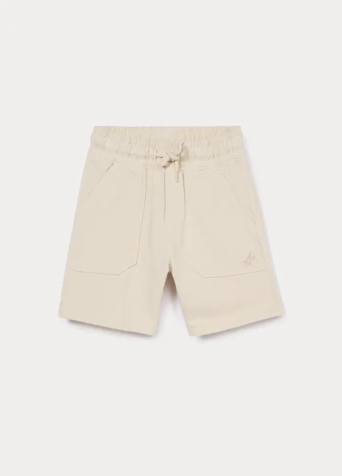 Shorts In Puro Cotone Piquet Bambino, Beige chiaro