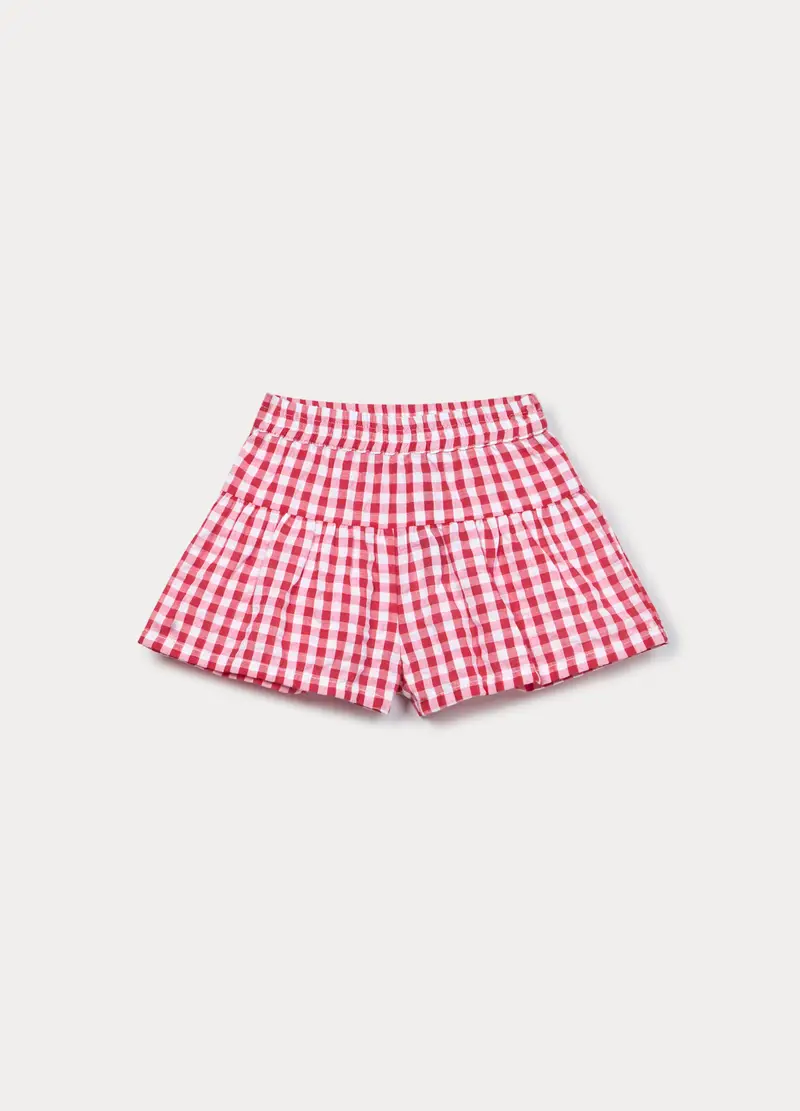 Blukids Shorts In Puro Cotone Seersucker Bimba, Bambina, Bianco/Rosso