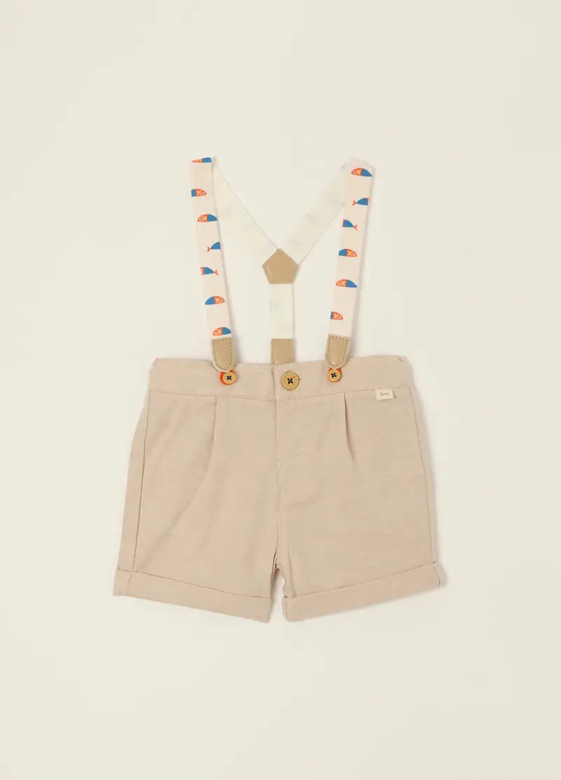 Blukids Shorts In Twill Misto Lino Iana, Neonato, Beige chiaro