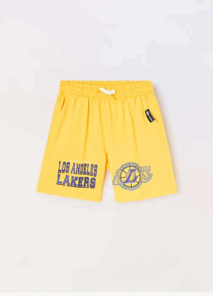 Blukids Shorts Nba In French Terry Di Puro Cotone Ragazzo, Bambino, Giallo