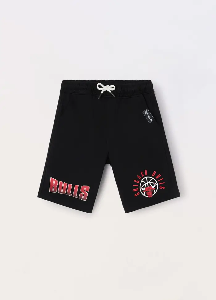 Blukids Shorts Nba In French Terry Di Puro Cotone Ragazzo, Bambino, Nero
