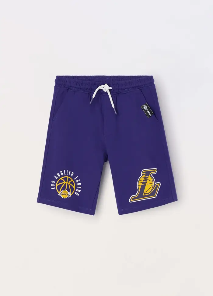 Blukids Shorts Nba In French Terry Di Puro Cotone Ragazzo, Bambino, Viola scuro