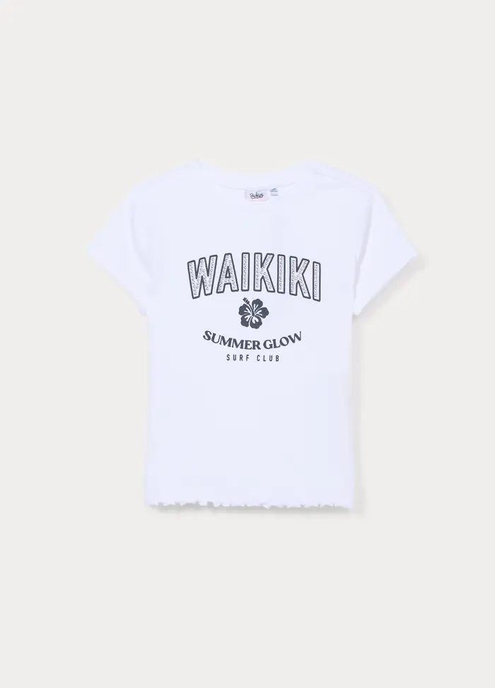 Blukids T-shirt Girocollo Fitted In Costina Di Cotone Stretch Ragazza, Bambina, Bianco