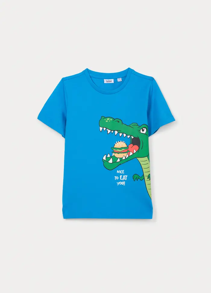 Blukids T-shirt Girocollo In Jersey Bambino, Azzurro cielo