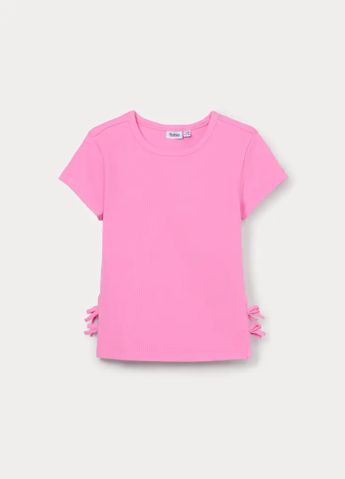 Blukids T-shirt In Costina Di Cotone Stretch Ragazza, Bambina, Rosa pastello