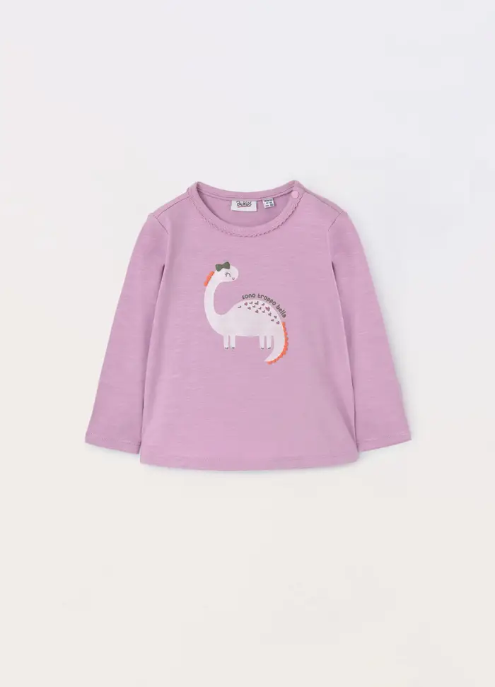 Blukids T-shirt In Jersey Di Cotone Stretch Neonata, Bambina, Viola lilla