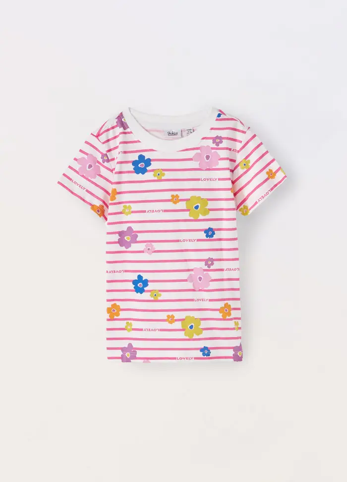 Blukids T-shirt In Jersey Di Puro Cotone Bambina, Bianco