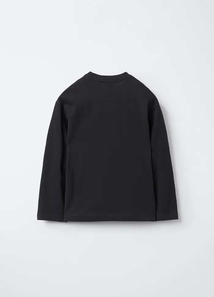T-shirt In Jersey Di Puro Cotone Bambino, Nero