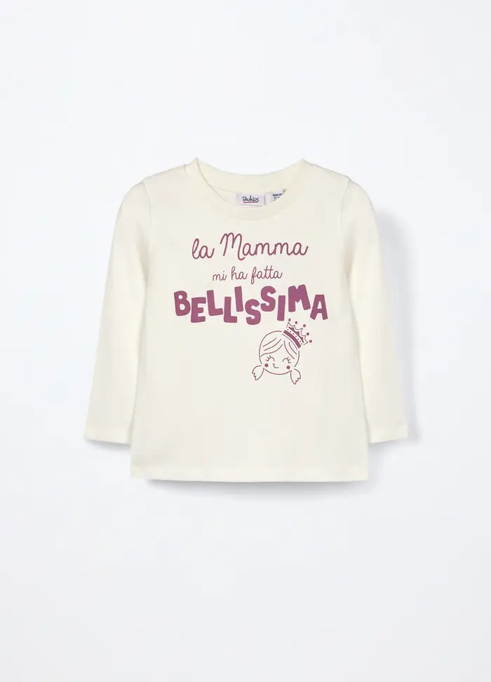 Blukids T-shirt In Jersey Di Puro Cotone Neonata, Bambina, Bianco
