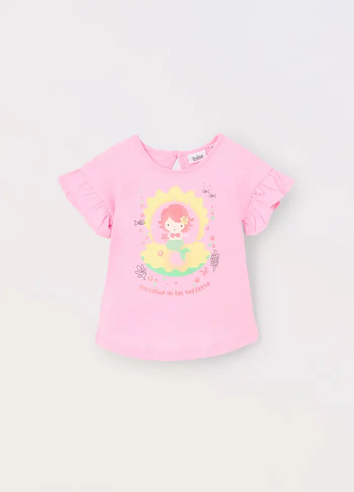 Blukids T-shirt In Jersey Di Puro Cotone Neonata, Bambina, Rosa pastello
