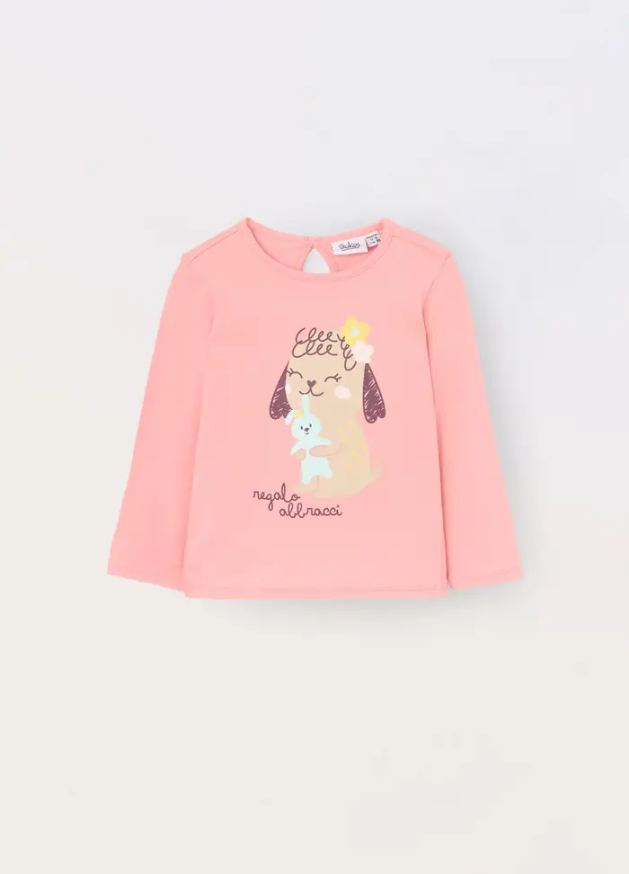 Blukids T-shirt In Jersey Di Puro Cotone Neonata, Bambina, Rosa pastello