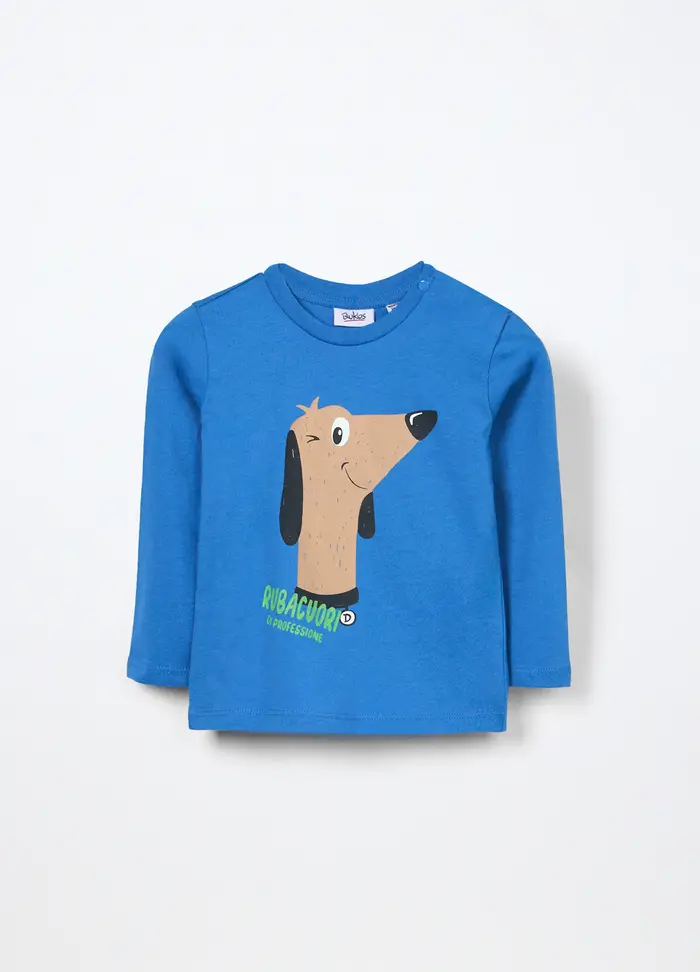 Blukids T-shirt In Jersey Di Puro Cotone Neonato, Bambino, Blu elettrico