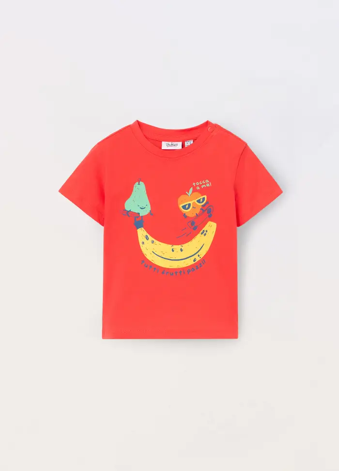 Blukids T-shirt In Jersey Di Puro Cotone Neonato, Bambino, Rosso aragosta