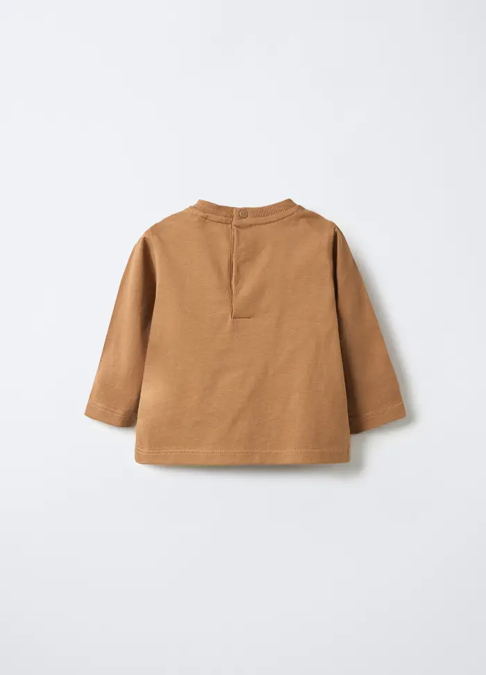 Blukids T-shirt In Jersey Di Puro Cotone Neonato, Marrone chiaro