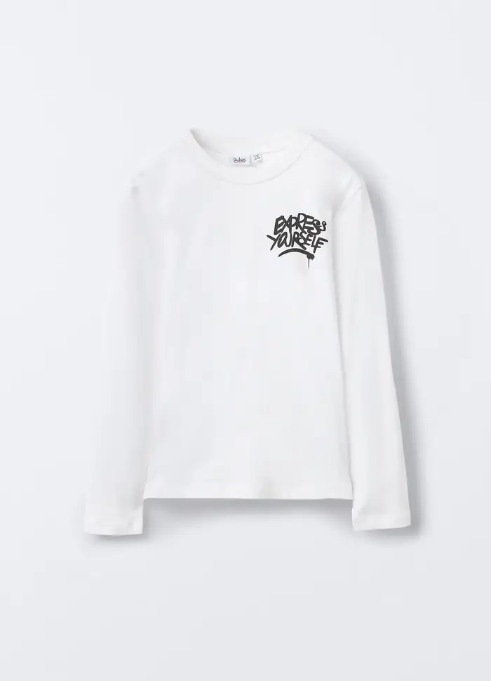 Blukids T-shirt In Jersey Di Puro Cotone Ragazzo, Bambino, Bianco gesso