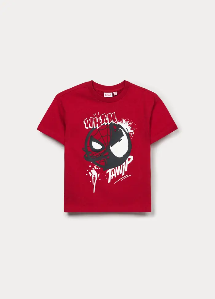 Blukids T-shirt Marvel Girocollo Bambino, Rosso aragosta
