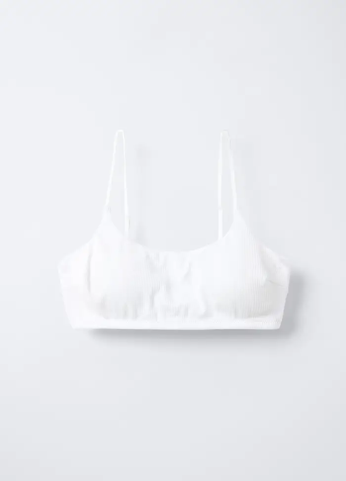 Blukids Top Imbottito In Costina Di Cotone Stretch Ragazza, Bambina, Bianco gesso