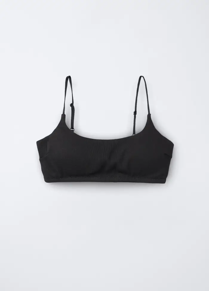 Blukids Top Imbottito In Costina Di Cotone Stretch Ragazza, Bambina, Nero