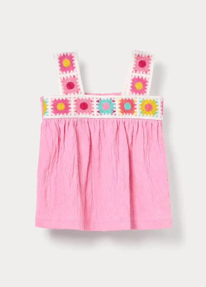 Blukids Top In Jersey Di Cotone Stretch, Bambina, Rosa pastello