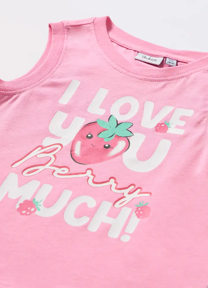 Blukids Top In Jersey Di Puro Cotone Bambina, Rosa pastello