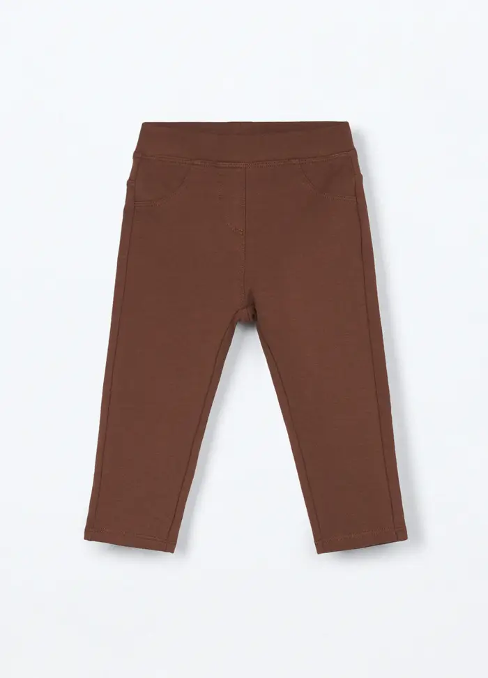 Blukids Treggings In Cotone Fleece Stretch Neonata, Bambina, Marrone cioccolato