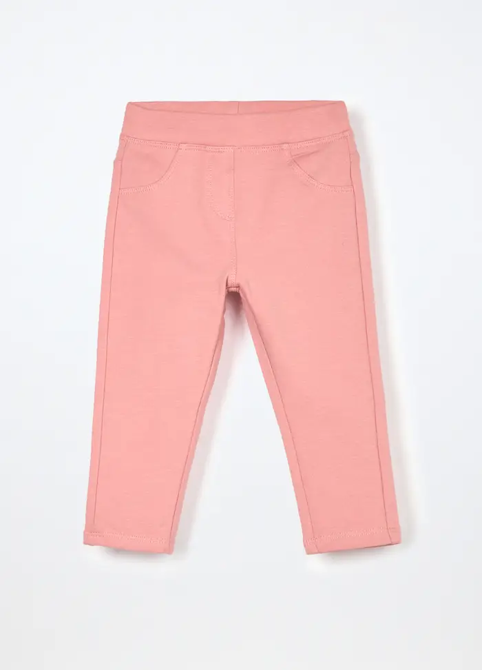 Blukids Treggings In Cotone Fleece Stretch Neonata, Bambina, Rosa pastello